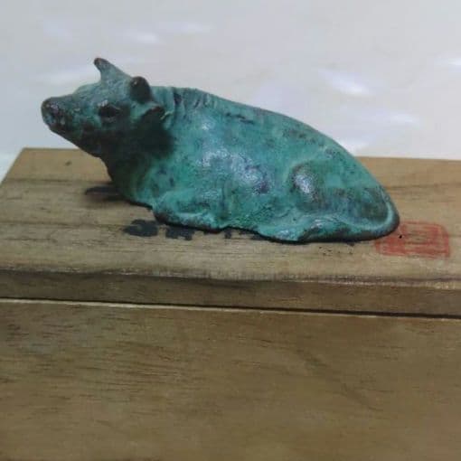 火防神牛　出羽三山神社　長谷川雅山　恵久　銅製　牛　銅製　金属工芸　ア12