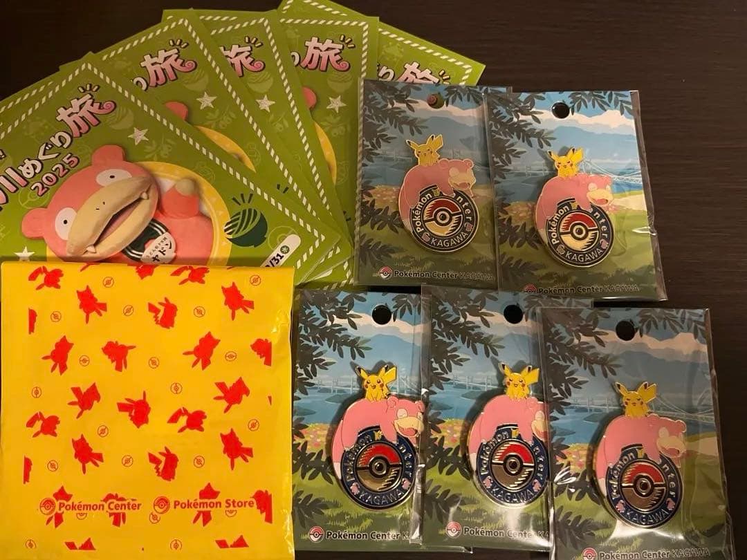 ポケモンセンター　カガワ香川　ヤドンピカチュウ　　限定ロゴピンズ5個