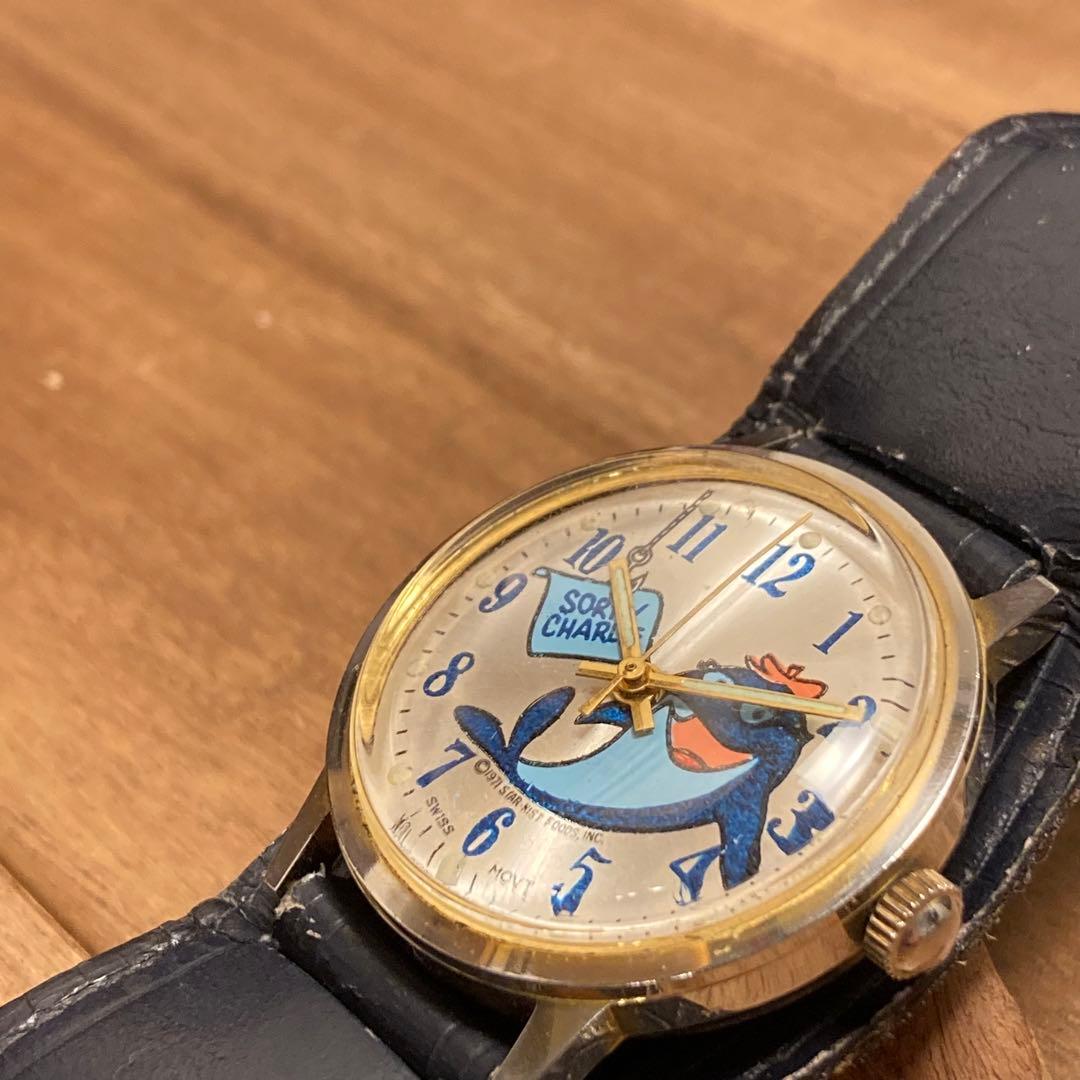 ビンテージ チャーリーザツナ 手巻き腕時計 レザーベルト USAアドバタイジング