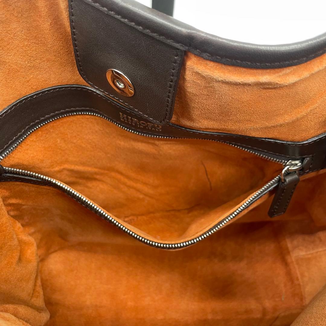 美品　HIROFU ワンショルダーバッグ　レザー　ブラウン　チャーム付