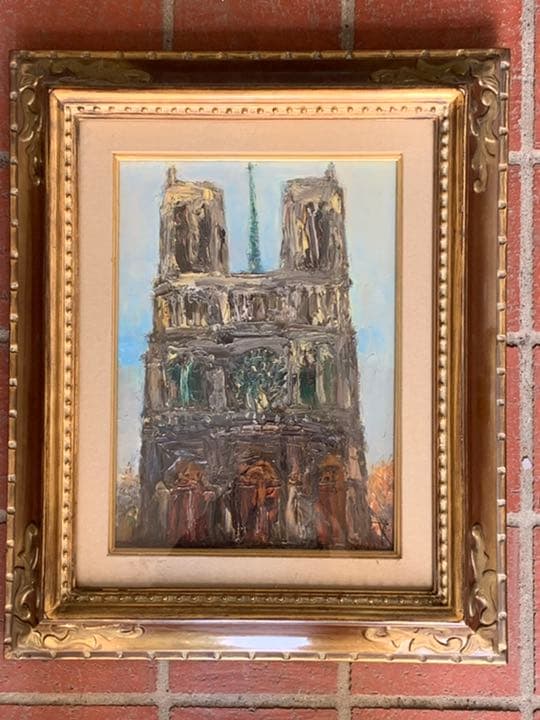 大幅値下げしました！中川力　絵画　「ノートルダム」4号　額縁付