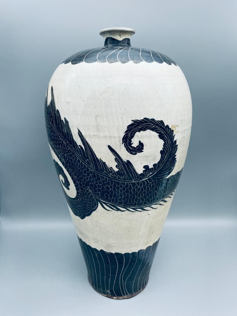 北宋 磁州窯 龍紋 梅瓶 中国陶磁器