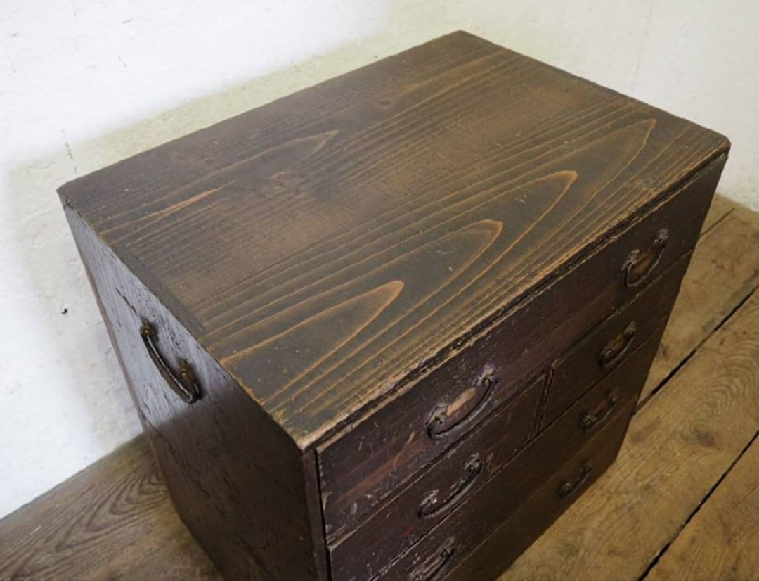 1034 アンティーク　杉の小箪笥　タンス　引き出し　チェスト　収納棚　レトロ