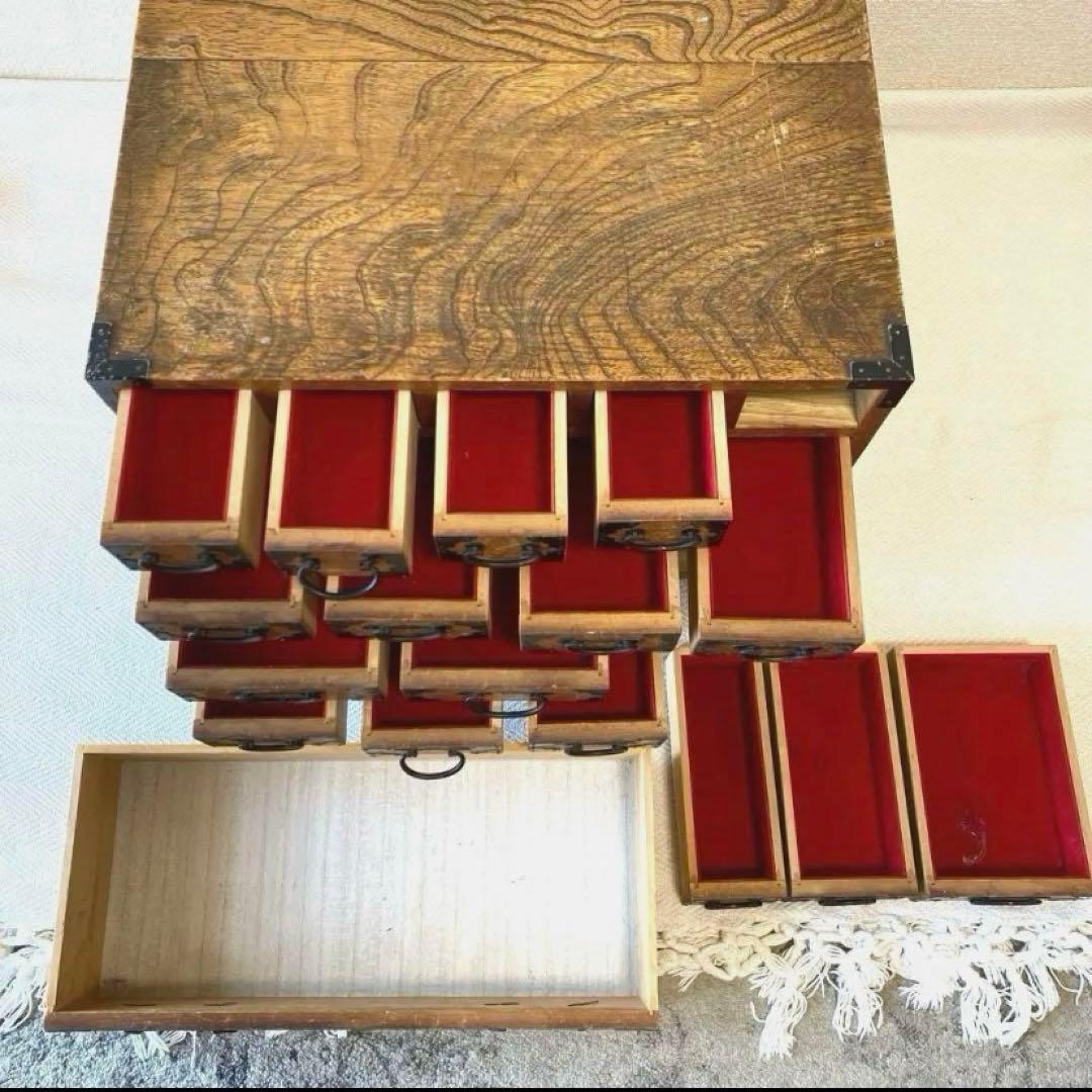 最終】小箪笥 薬箱 裁縫箱 小物棚 17杯 和モダン テレビ台 隠箱 雑貨棚