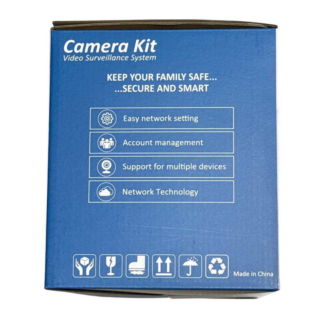 500万画素対応・360°全方位監視 モニター付き 防犯カメラ 2台セット