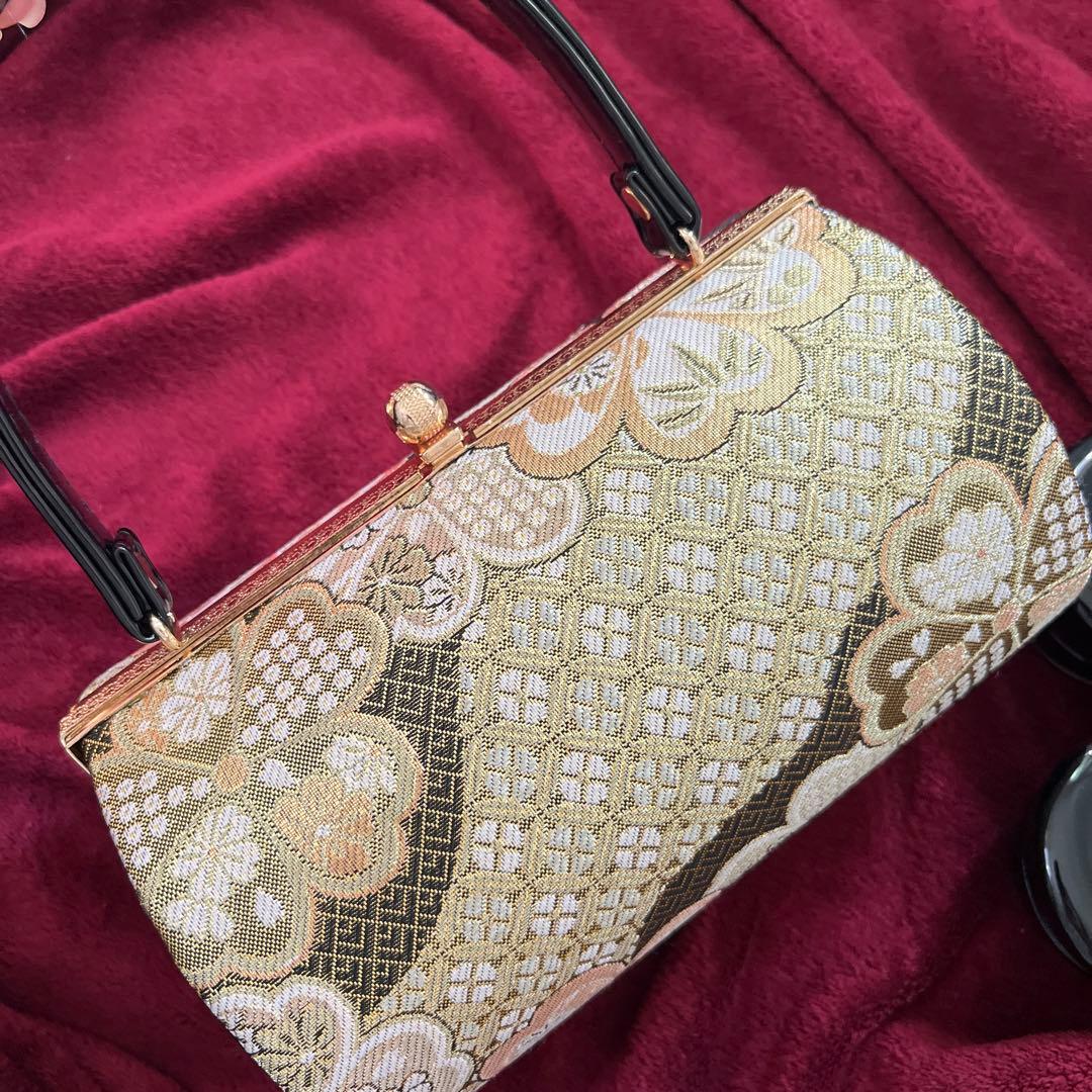 【限定セール！】成人式 草履バッグセット 黒金 和装バッグ 着物 浴衣 おしゃれ