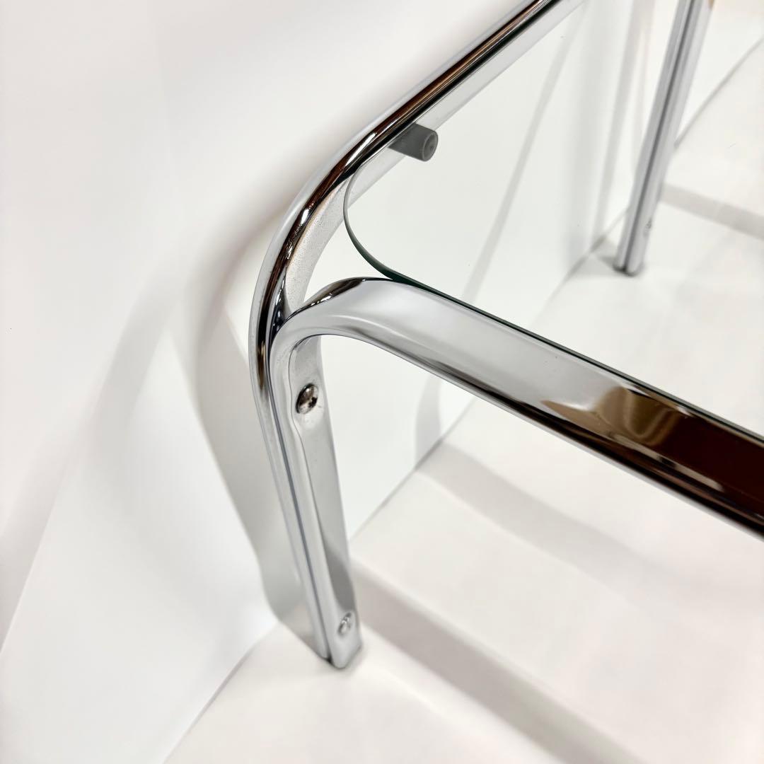 ガラステーブル サイドテーブル クローム スペースエイジ ミッドセンチュリー