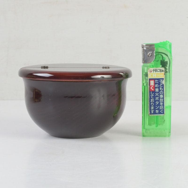 茶道具　塗師　安田春仁作　老松茶入　仕覆付　共箱　V　9691