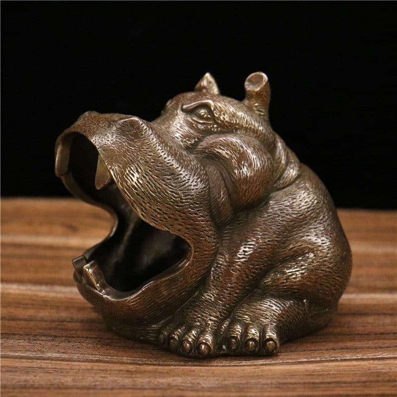 銅細工 カバの灰皿 装飾品 工芸品 美術品 置物