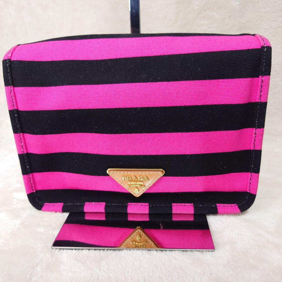【美品・希少】プラダ カナパ リゲ ショルダーバック ボーダー 三角 2way