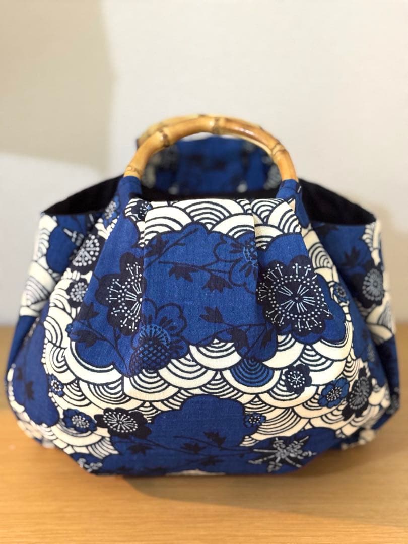 和装バック　着物バック　琉球柄　青海波　紅型柄（青）入学卒業結婚七五三振袖