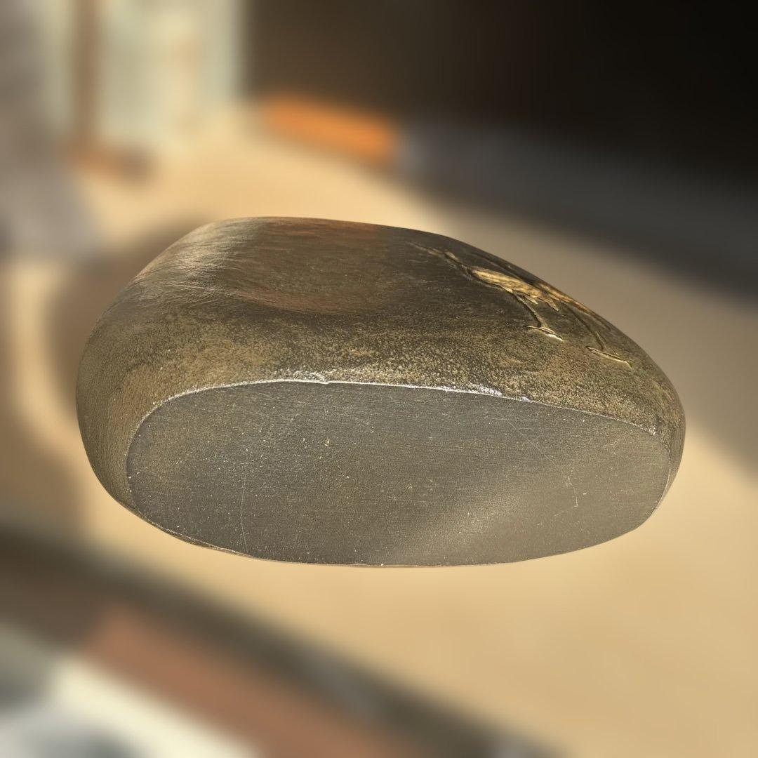 金色の鶴と亀の象嵌　花器 置物　高岡銅器