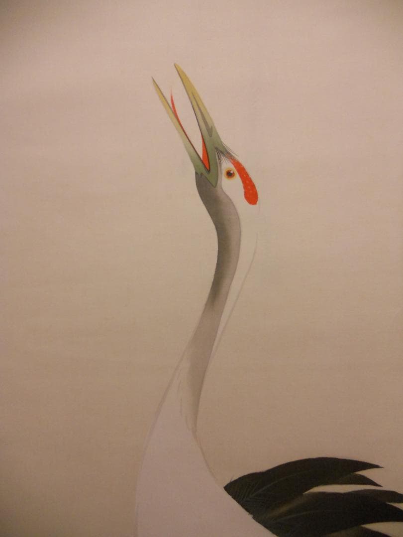 掛け軸 五十嵐春山 『 双鶴 』 絹本 希少 軸装 茶道具 掛軸 美品 です。