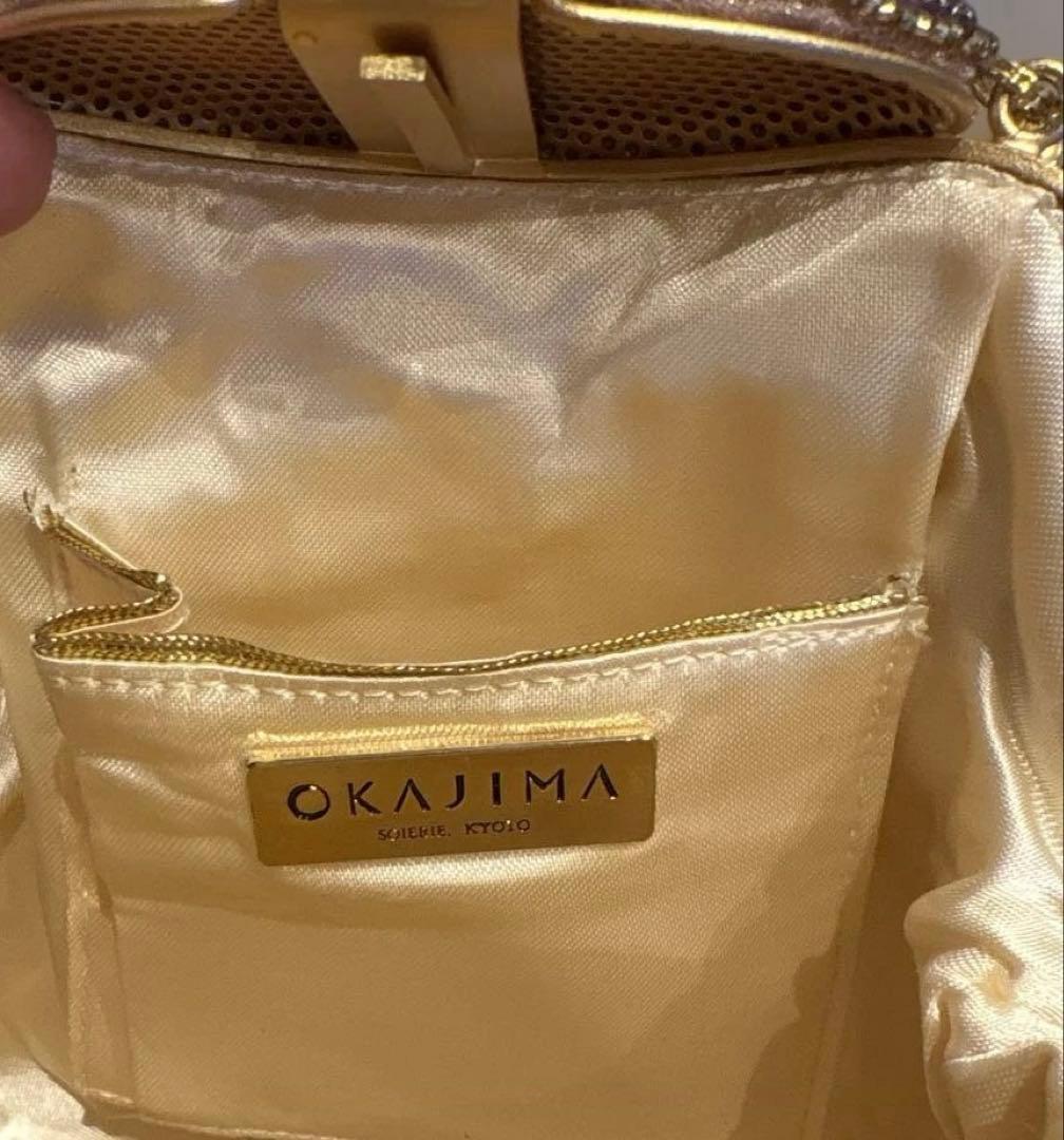 極美品 京都 岡重 OKAJIMA オカジマ ビーズバッグ シルク 和装バッグ