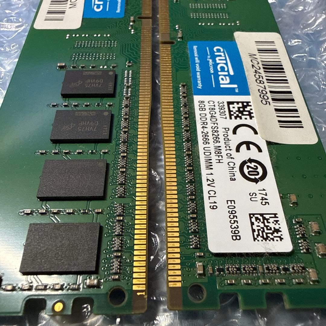 デスクトップ用増設メモリCrucial 8GBx2枚16GB DDR4-2666