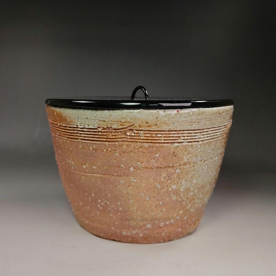 イ518 水指『信楽　広口水指　共箱』『江川拙斎作』茶道具