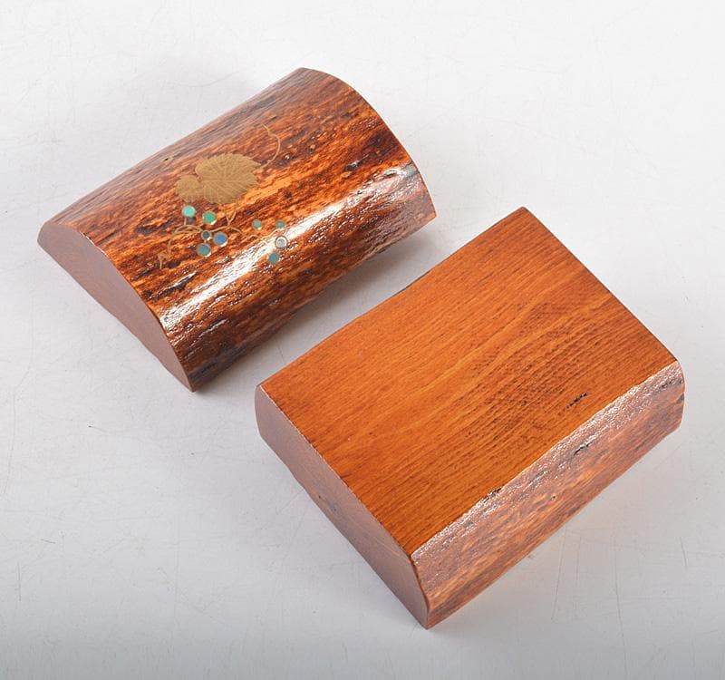 茶道具　加賀蒔絵師　中村孝也作　山葡萄蒔絵　蔦香合　共箱　M　R5426