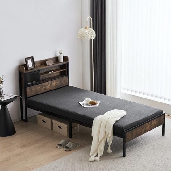 ベッドフレーム「シングル・S」ベッド コンセント付きBlack