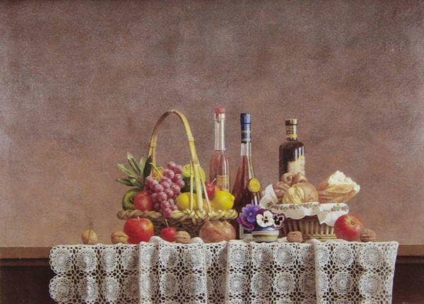 岩戸敏彦、【食卓より】、希少な額装用画集より、新品額装付