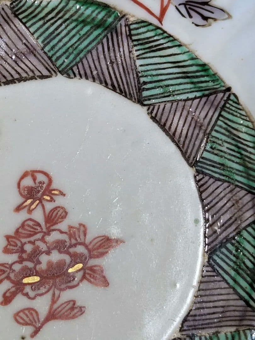 ♦江戸時代 古九谷 希少レア物 珍物 古陶磁 古伊万里 生掛け焼成 輪花皿骨董品