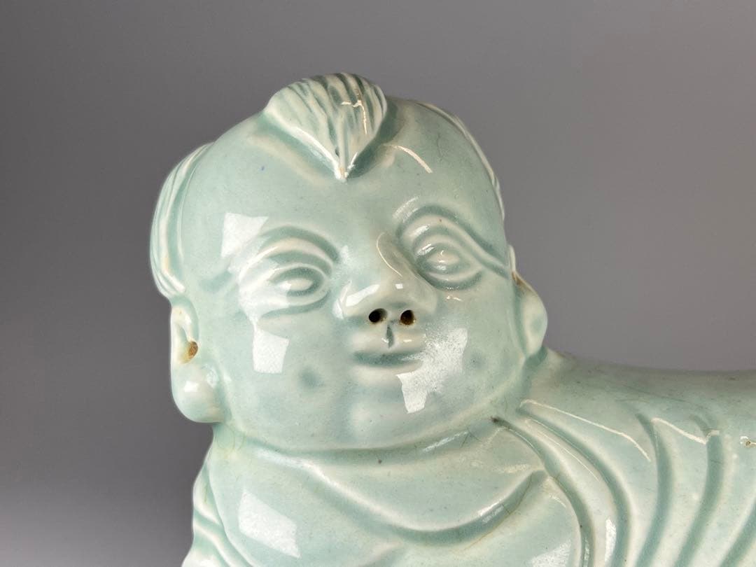 古磁 中国 古美術 陶枕？ アンティーク 銘あり 美品 古玩  置物