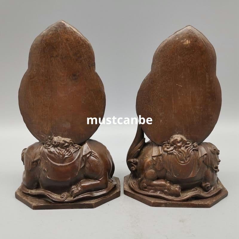 銅器 仏像 普賢文殊菩薩仏像 置物 開運 工芸品