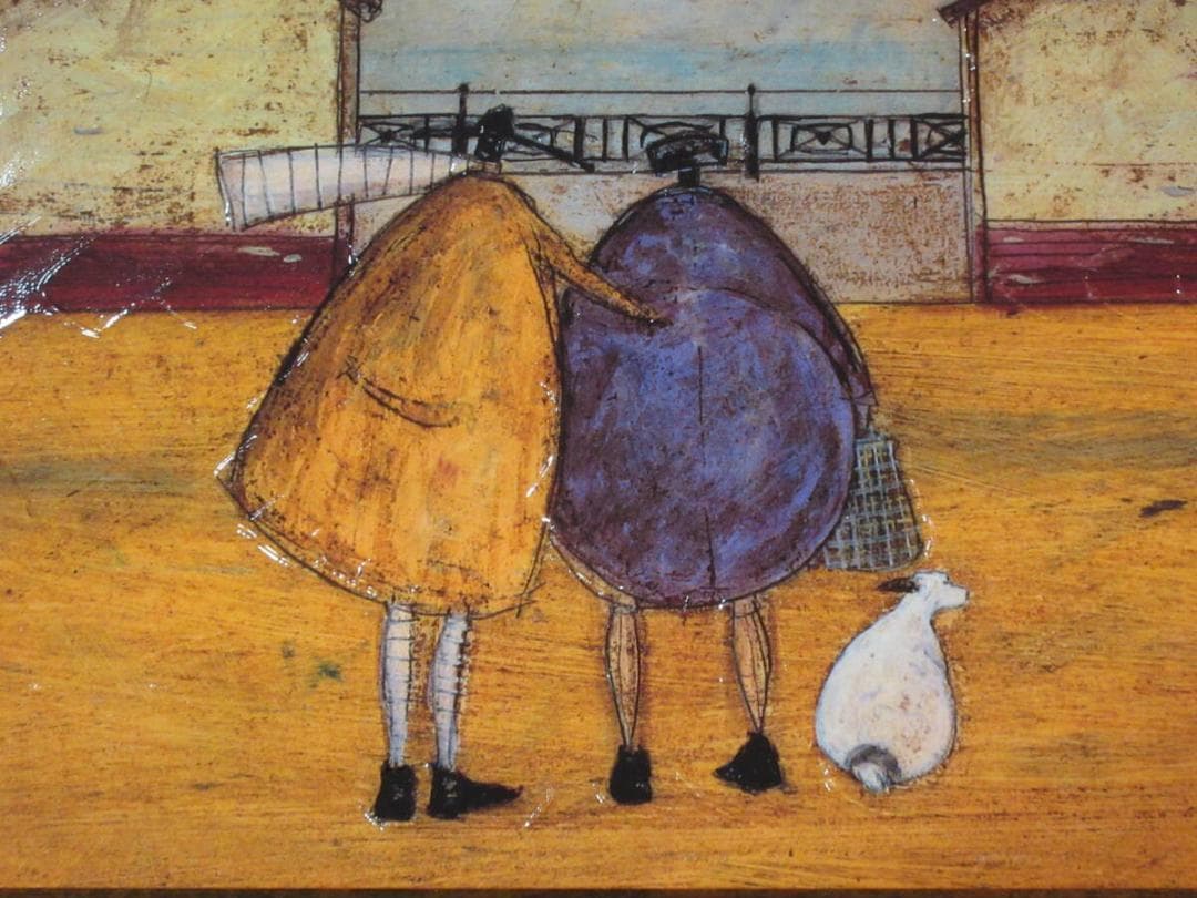 絵　絵画★サムトフト アートフレーム「海の家から海が見える」★ 動物＆癒し