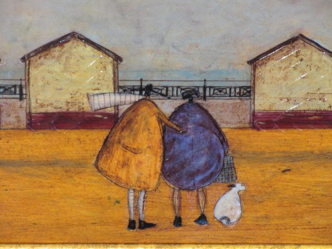 絵　絵画★サムトフト アートフレーム「海の家から海が見える」★ 動物＆癒し