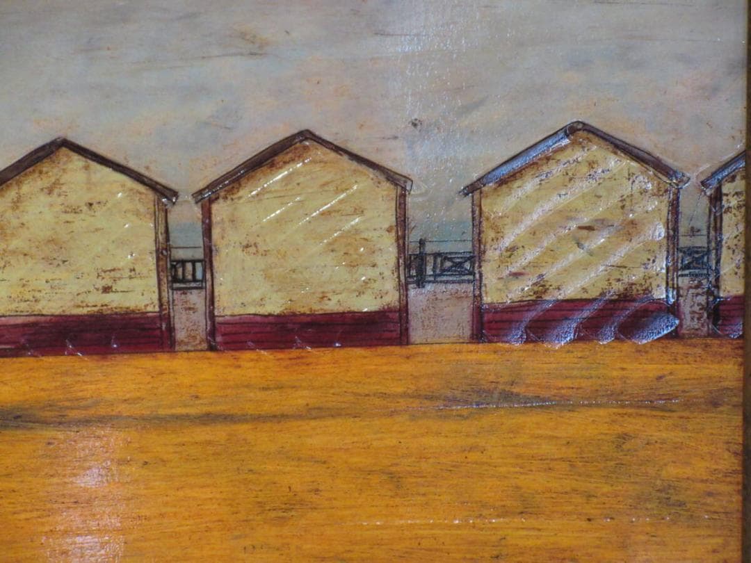 絵　絵画★サムトフト アートフレーム「海の家から海が見える」★ 動物＆癒し