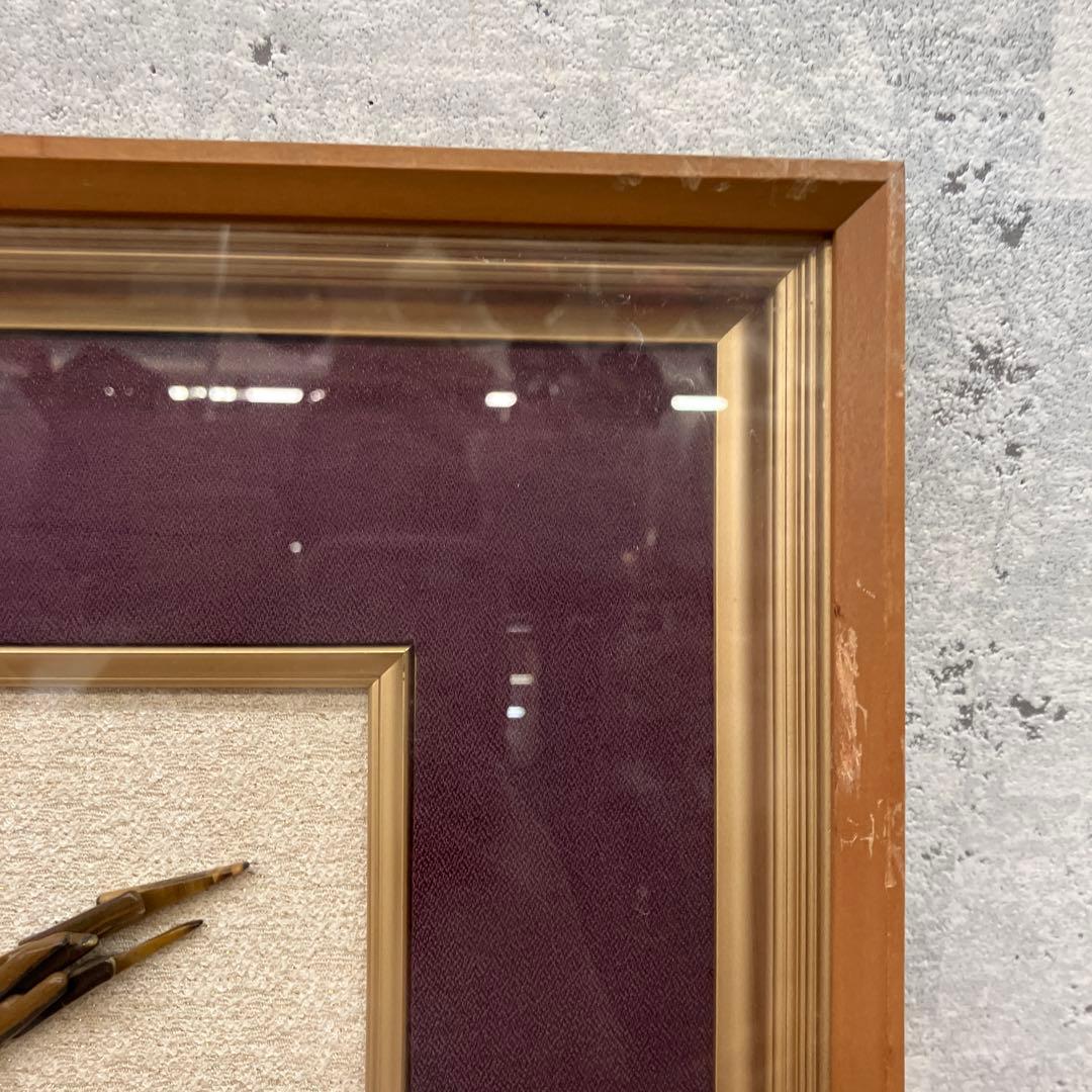 昭和レトロ 鳥 宝石画 貴石画 ストーンアート 絵画 美術 芸術 額縁 額装
