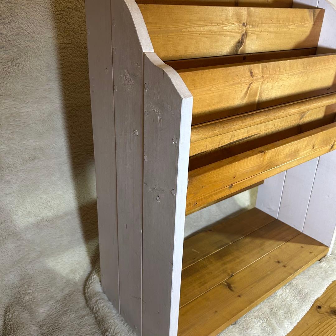 絵本棚　ナチュラル　天然木　ホワイト