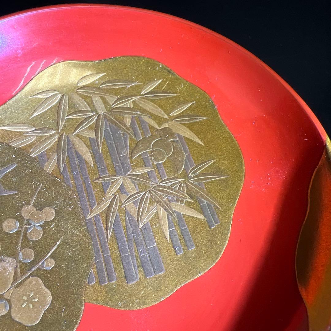 上手　盛蒔絵盃一対　木箱付　直径9.8㎝　東Y7-1125☆2F