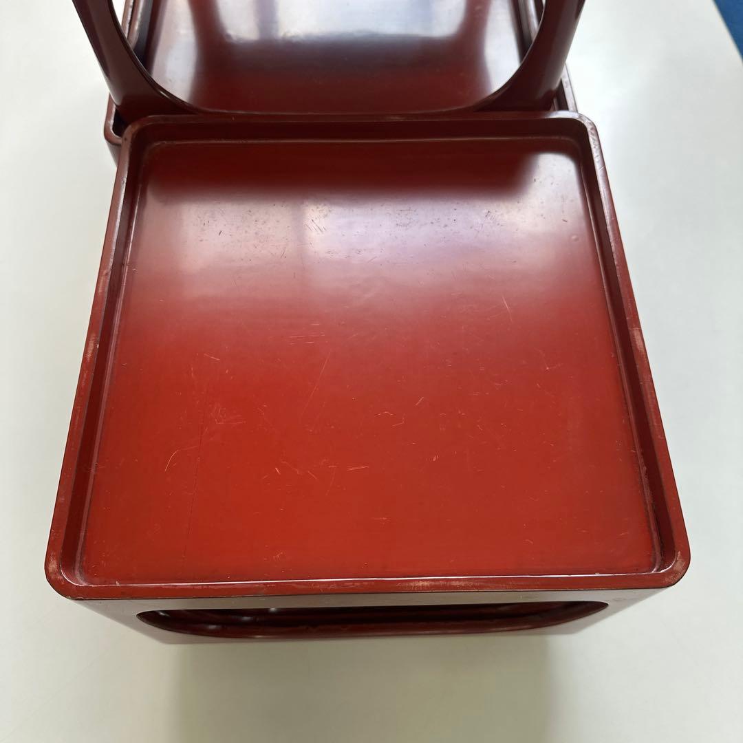 赤い持ち手付き正方形膳　５枚
