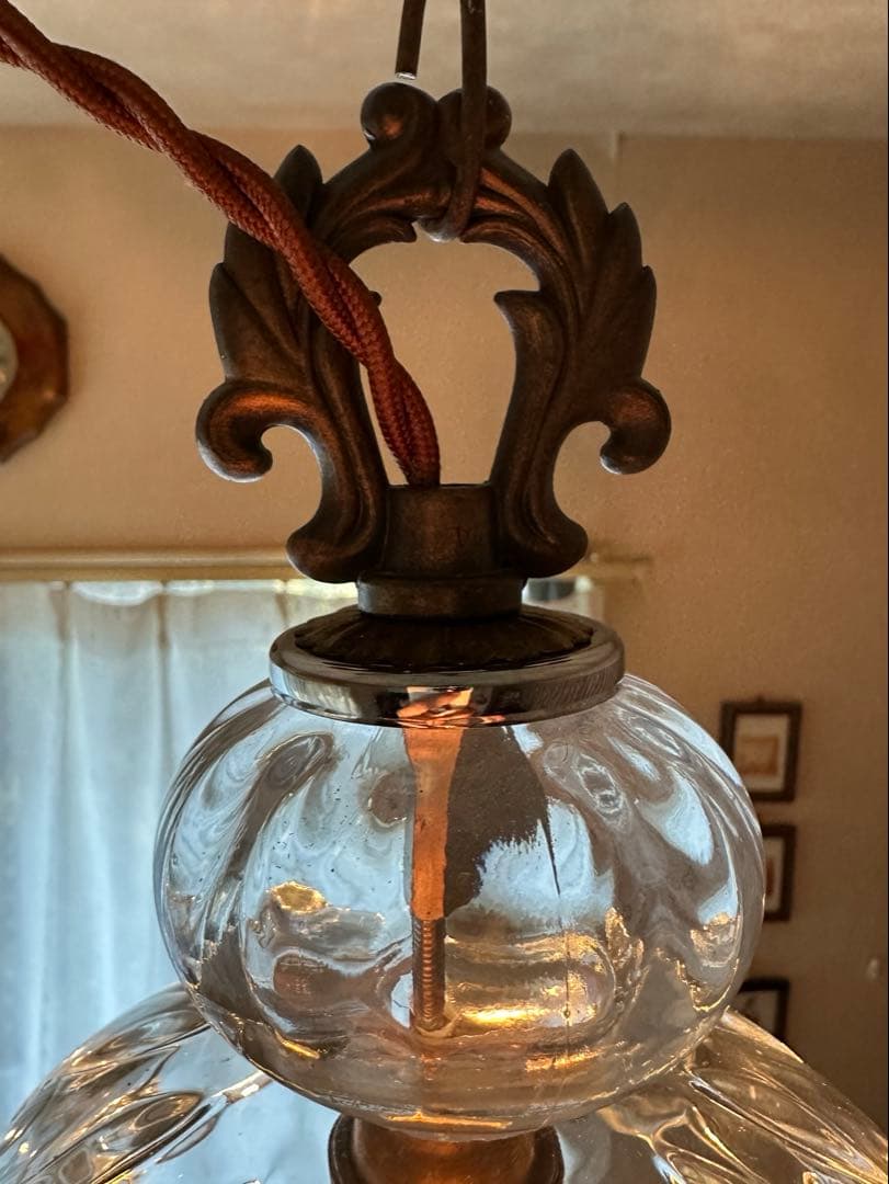 フランス アンティーク グリーンムラーノガラスの巨大なミニシャンデリア＊