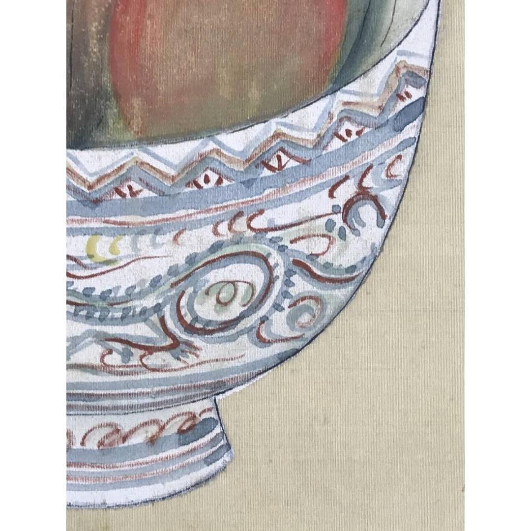 真作/張大千/桃鉢図/中国画家/掛軸/名家伝来/AK-395