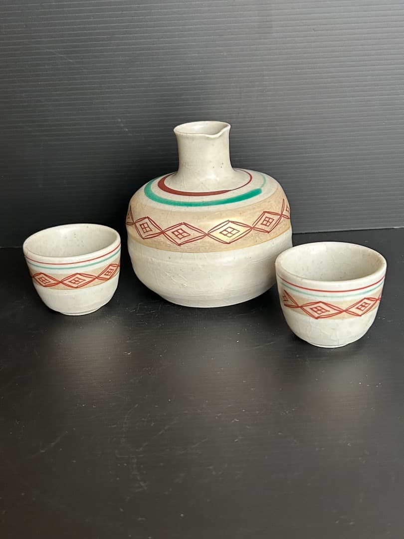 酒器 (徳利・猪口２) 人間国宝 三代徳田八十吉 (正彦銘) 作