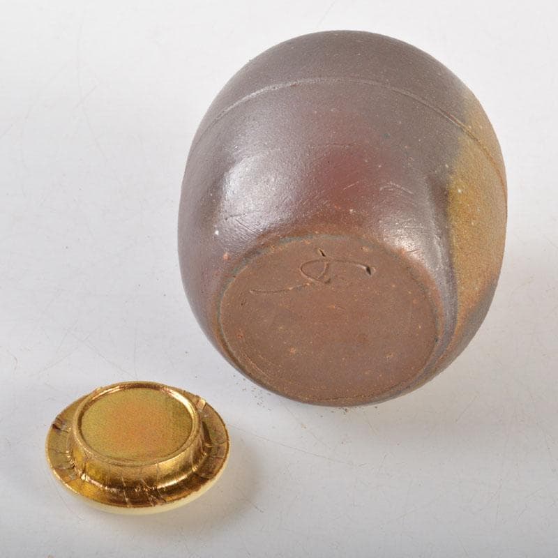 茶道具　備前焼　猪俣政昭作　茶入　仕覆付　共箱　V　6523