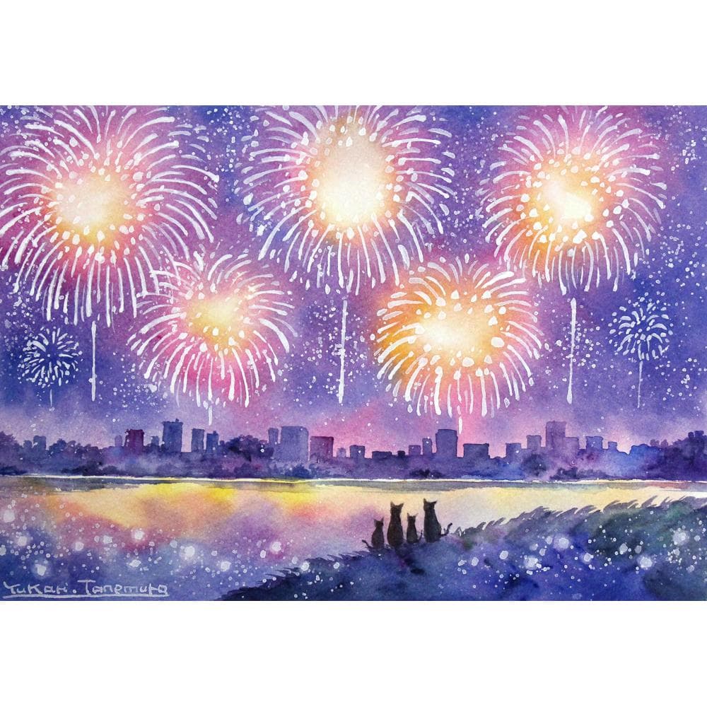 ぷうあさま専用 （原画）夜空に咲く花 ほか　5点おまとめ