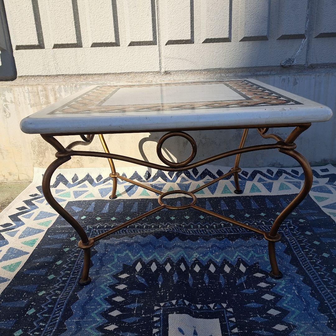 ♡大理石　モザイクタイル天板がおしゃれなアンティーク調 アイアンテーブル♡