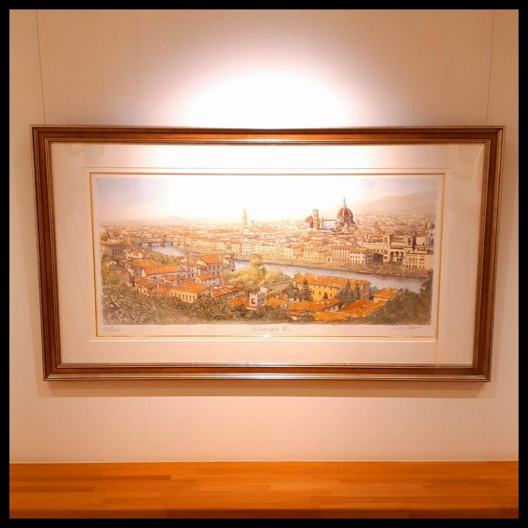 希少　織田義郎作品　172/200　風景画　エッチング技法　手彩　サイン入り