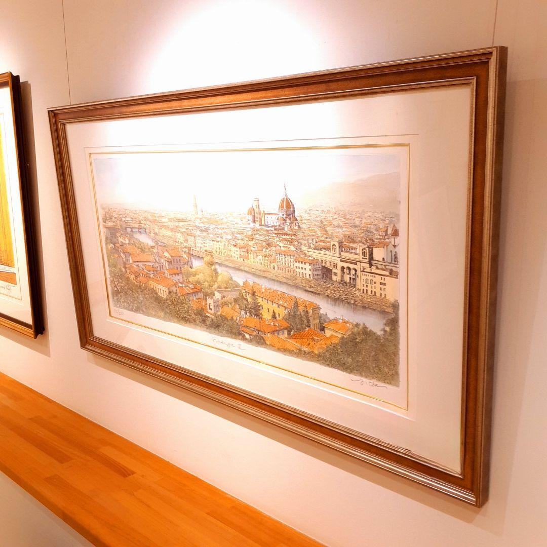 希少　織田義郎作品　172/200　風景画　エッチング技法　手彩　サイン入り