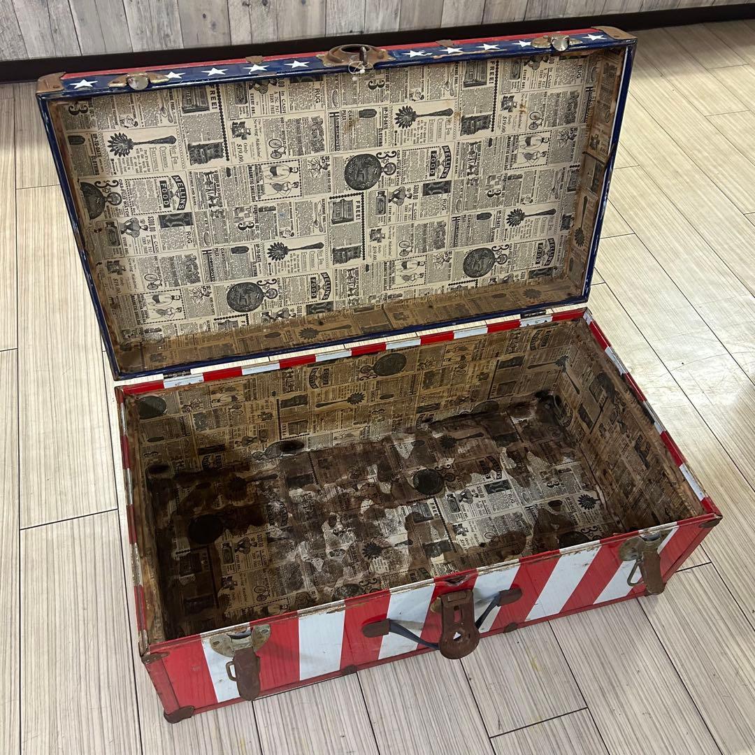 アメリカン　ヴィンテージ　家具　アメリカ国旗　星条旗　トランク　ボックス