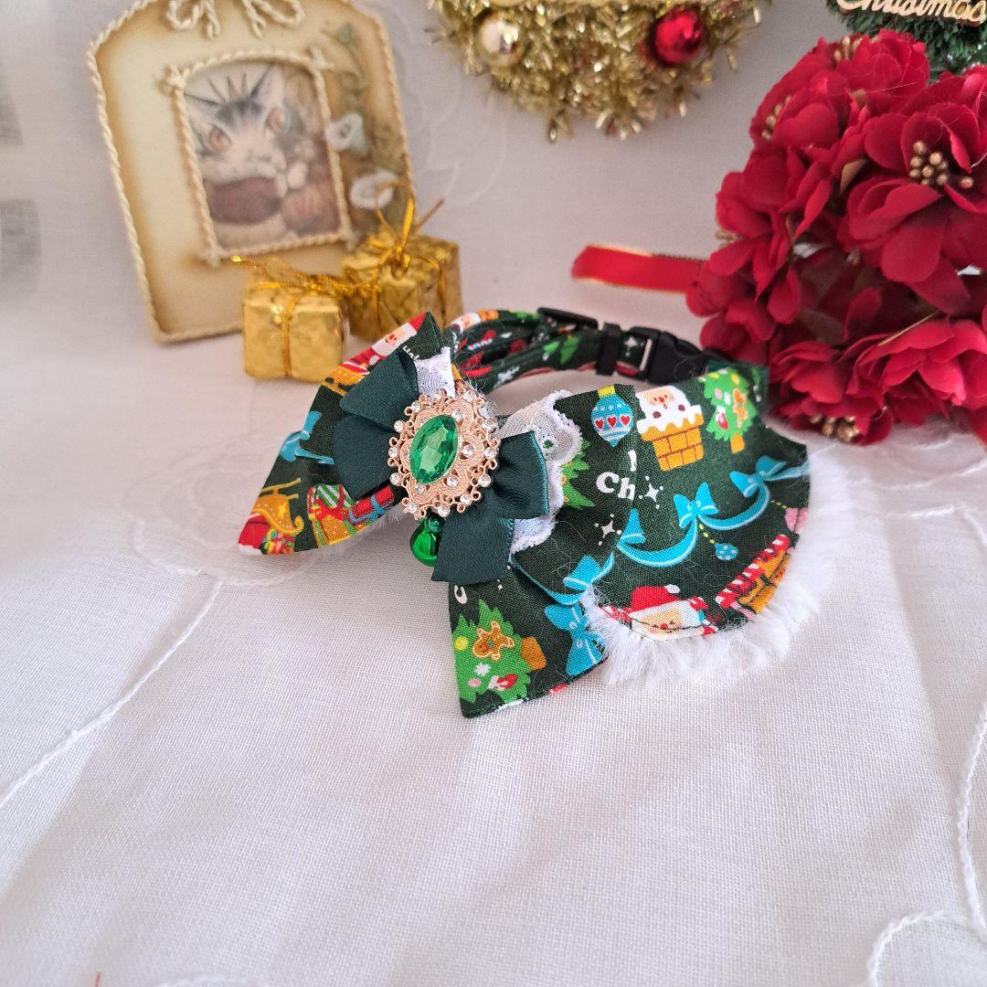 クリスマスシリーズ(リボン)わんちゃん猫ちゃん用襟つき首輪
