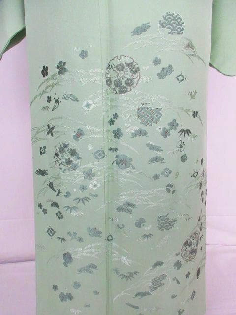 未着用に近い！さが美製＊薄萌葱色＊豪華刺繡尽し＊特選＊訪問着＊１６１ｃｍ＊裄６７