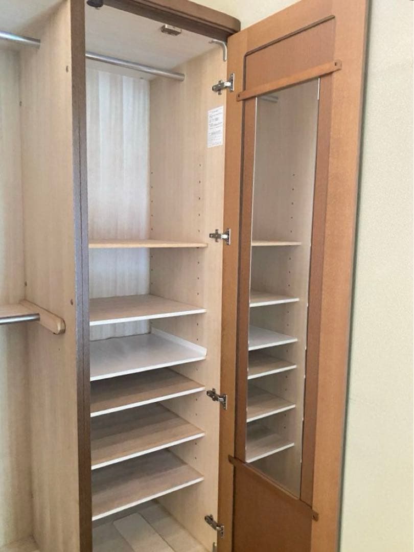 洋服クローゼット　洋ダンス　２枚扉　木製タンス　ワードローブ