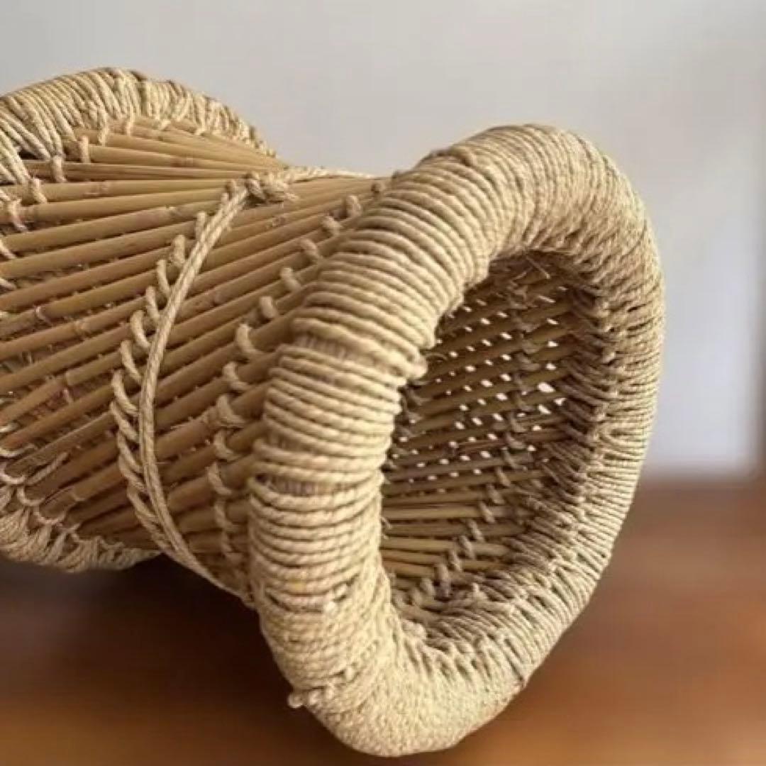 インド　スツール　椅子　2個セット　天然素材　グランピエ　カゴ　India 葛