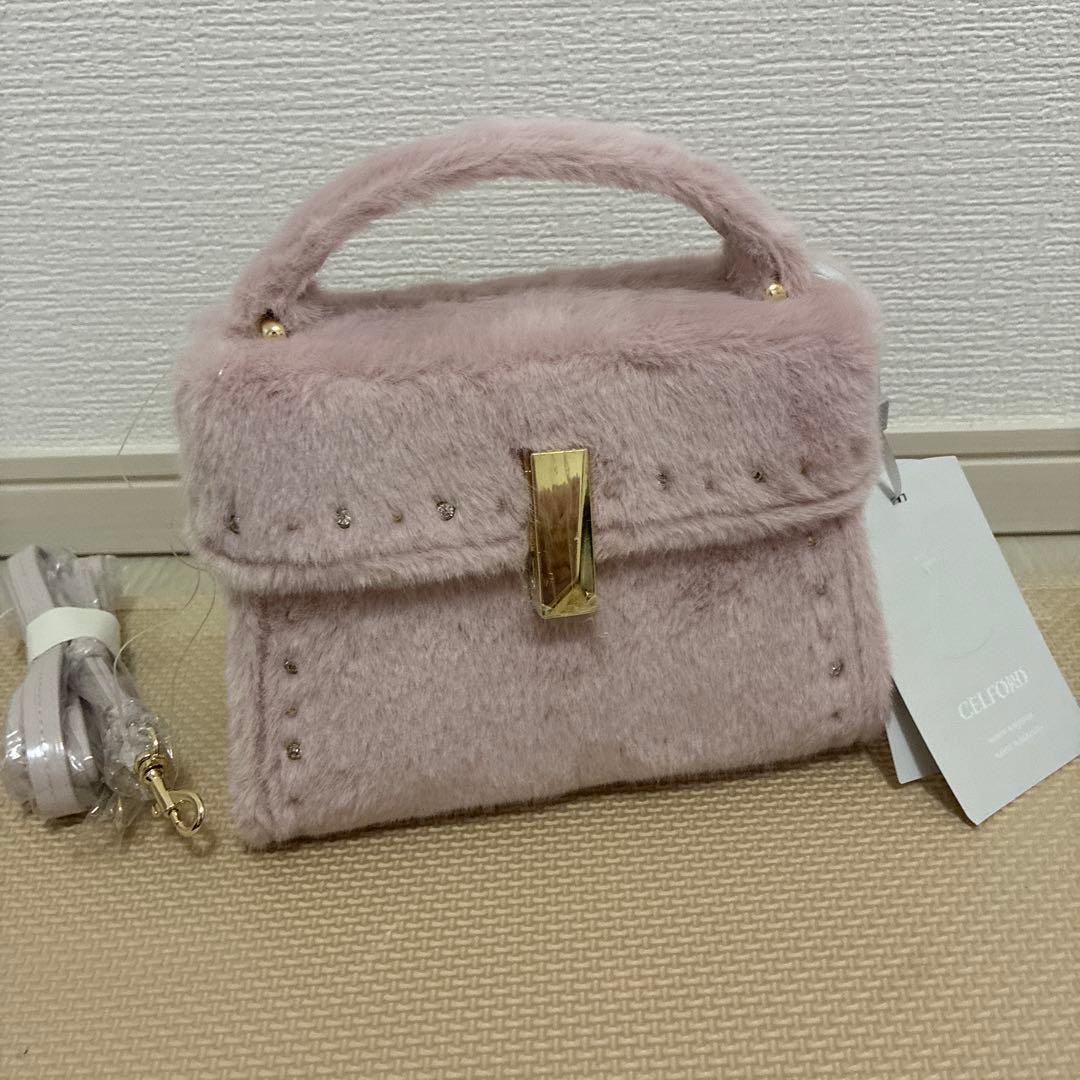 【新品】CELFORD ビジュースタッズファーポシェット ピンク セルフォード