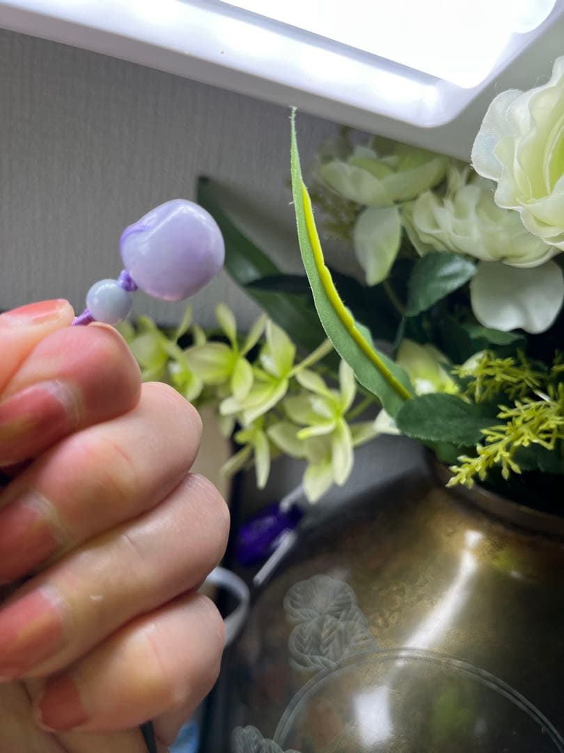 高品質❣️ミャンマー産A貨翡翠　　濃いラベンダー路路通ネックレストップ