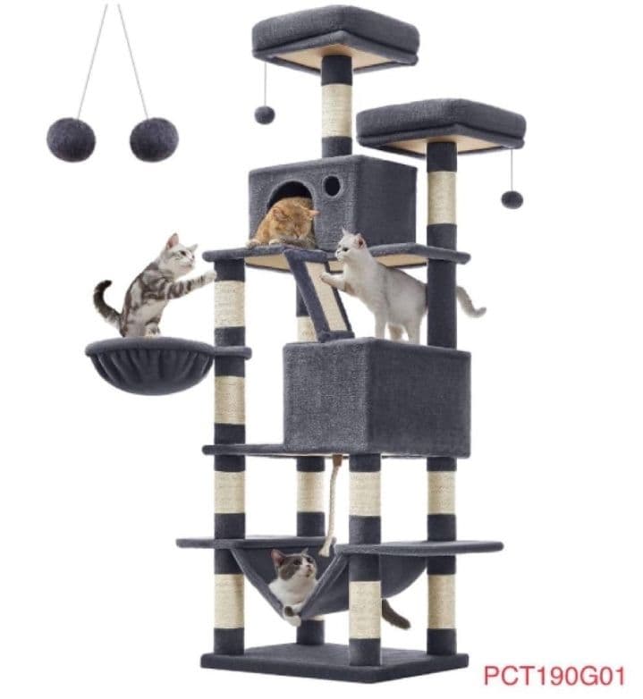 【特価中】新品キャットタワーハンモック付き　転倒防止 高さ206cm