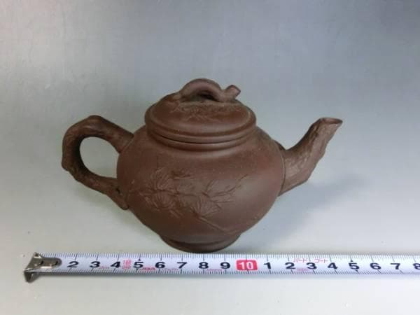 急須■紫泥 唐物 松紋 蜀山笆壺 茶瓶 松の木模様 お茶道具 時代物 骨董品■